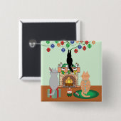 Katzen und Weihnachten - Eine WinterIllustration Button (Vorne & Hinten)