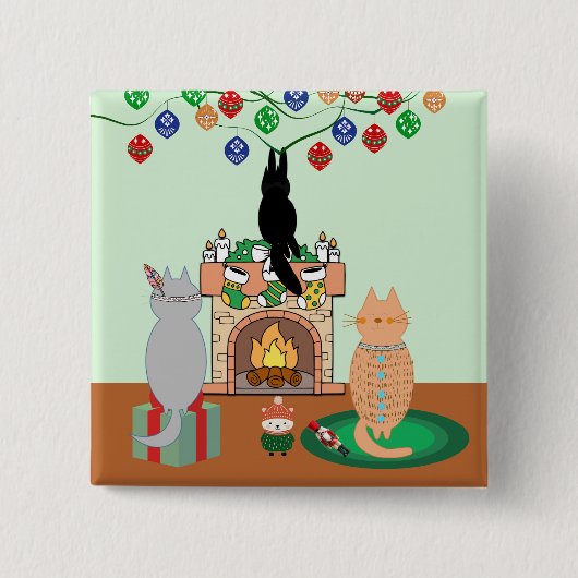 Katzen und Weihnachten - Eine WinterIllustration Button (Vorderseite)