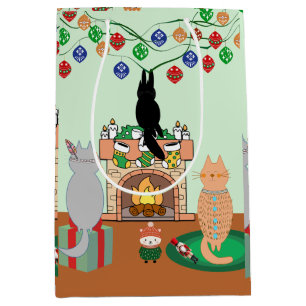 Katzen und Weihnachten - Eine WinterIllustration Mittlere Geschenktüte