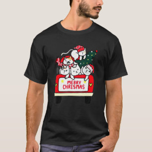 Katzen und Weihnachtsbaum auf rotem Auto Weihnacht T-Shirt