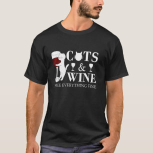 Katzen und Wein Katze Weinglas T-Shirt