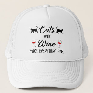 Katzen und Wein machen alles gut Truckerkappe