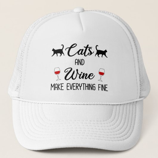 Katzen und Wein machen alles gut Truckerkappe (Vorderseite)