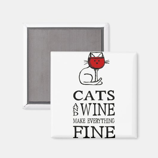 Katzen und Wein Magnet (Vorderseite/Rückseite)