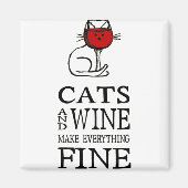 Katzen und Wein Magnet (Vorne)