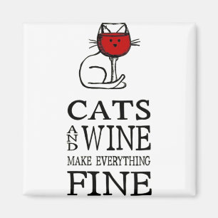 Katzen und Wein Magnet