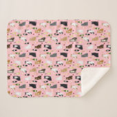 Katzen und Wein niedlich rosa Muster Sherpadecke (Vorderseite (Horizontal))