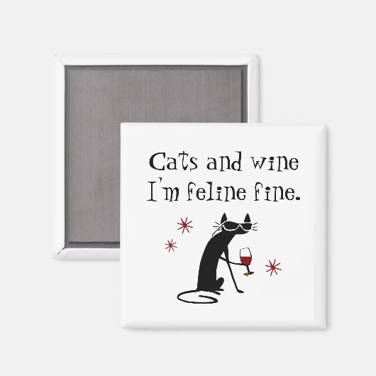 Katzen und Weine Feline Feine Weinlese mit Katze Magnet (Vorderseite/Rückseite)