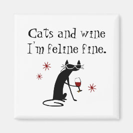 Katzen und Weine Feline Feine Weinlese mit Katze Magnet
