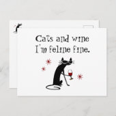 Katzen und Weine Feline Feine Weinlese mit Katze Postkarte (Vorne/Hinten)