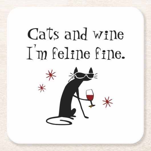 Katzen und Weine Feline Feine Weinlese mit Katze Rechteckiger Pappuntersetzer (Vorderseite)