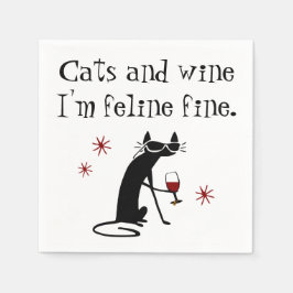 Katzen und Weine Feline Feine Weinlese mit Katze Serviette