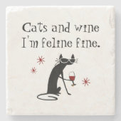 Katzen und Weine Feline Feine Weinlese mit Katze Steinuntersetzer (Vorderseite)