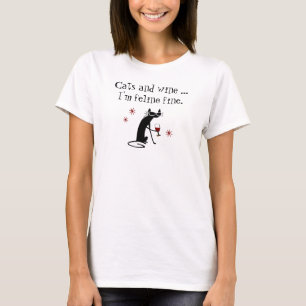 Katzen und Weine Feline Feine Weinlese mit Katze T-Shirt