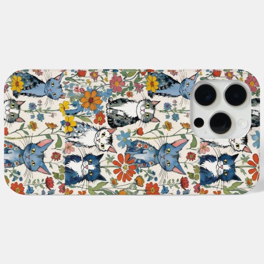 Katzen und Wildblumen Illustrationen Boho Case-Mate iPhone Hülle (Rückseite (Horizontal))