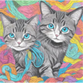 Katzen und Wolle Aufkleber (Vorderseite)