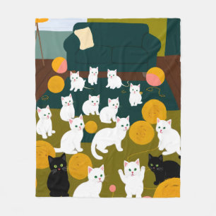 Katzen und Wolle Fleecedecke