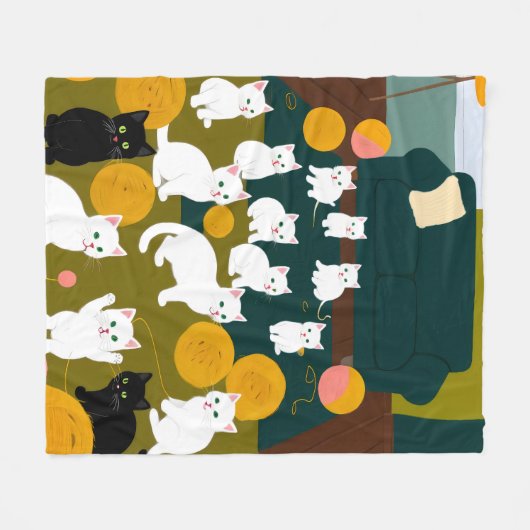 Katzen und Wolle Fleecedecke (Vorderseite (Horizontal))