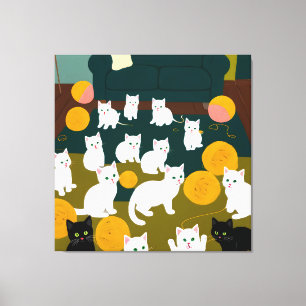 Katzen und Wolle Leinwanddruck
