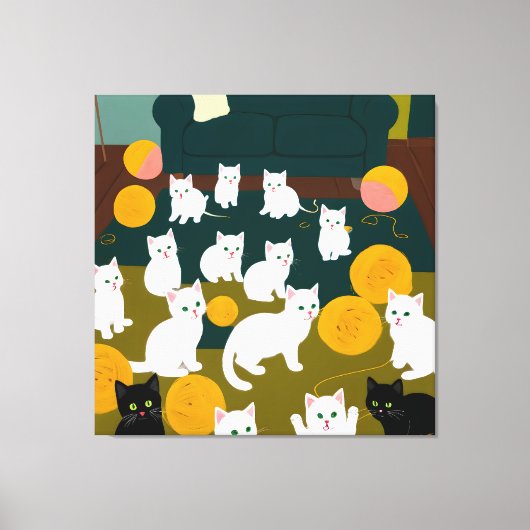 Katzen und Wolle Leinwanddruck (Vorderseite)