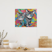 Katzen und Wolle Poster (Küche)