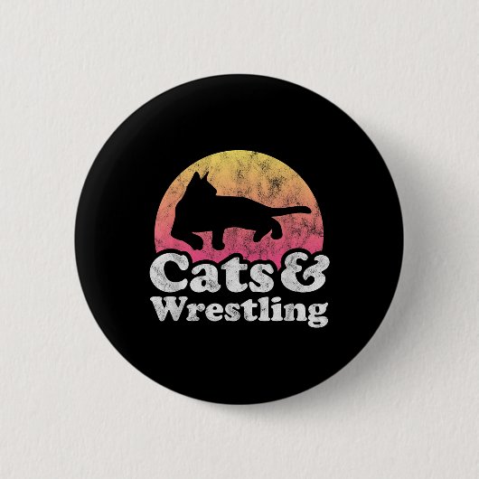 Katzen und Wrestling, Männer oder Frauen, Katzen u Button (Vorderseite)