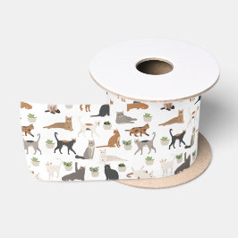 Katzen und Zimmerpflanzen Satinband