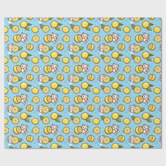 Katzen und Zitronen Geschenkpapier (Flach)
