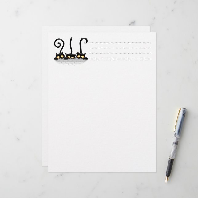 Katzen Ungezogene, spielerische und lustige Charak Briefbogen (Vorderseite/Rückseite Beispiel)