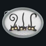 Katzen Ungezogene, spielerische und lustige Charak Ovale Gürtelschnalle<br><div class="desc">Drei niedliche und spielerische Schwarze Kätzchen,  frech und lustig,  aussehen wie jemand vorbeikommt,  nur um ihn zu erschrecken! Original Vector Grafik Copyright © BluedarkArt The ChameleonArt.</div>