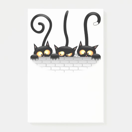 Katzen Ungezogene, spielerische und lustige Charak Post-it Klebezettel (Vorderseite)