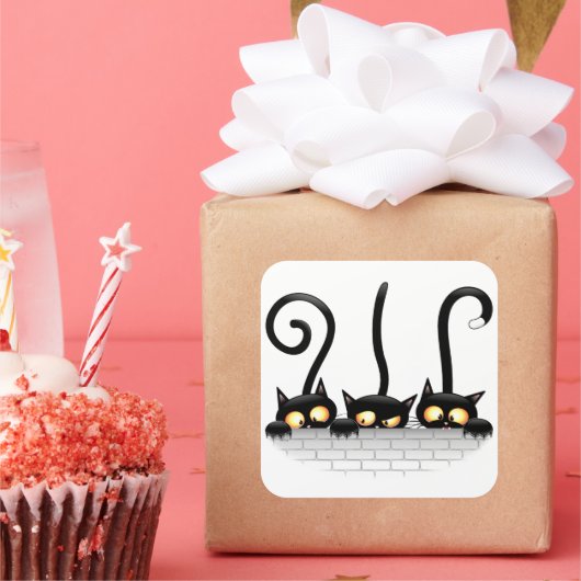 Katzen Ungezogene, spielerische und lustige Charak Quadratischer Aufkleber (Party)