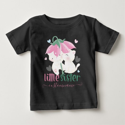 Katzen unter der Blume Schirm für kleine Schwester Baby T-shirt (Vorderseite)