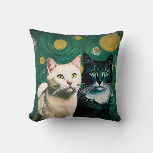 Katzen unter der Sternennacht (Wirbelkissen) Kissen