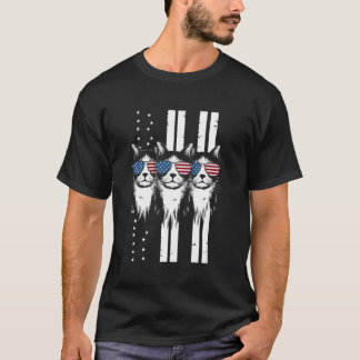 Katzen USA Flagge Feuerwerk 4. Juli Meowica Amerik T-Shirt