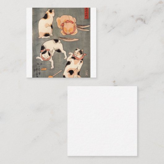 Katzen Utagawa Kuniyoshi Quadratische Visitenkarte (Vorne/Hinten)