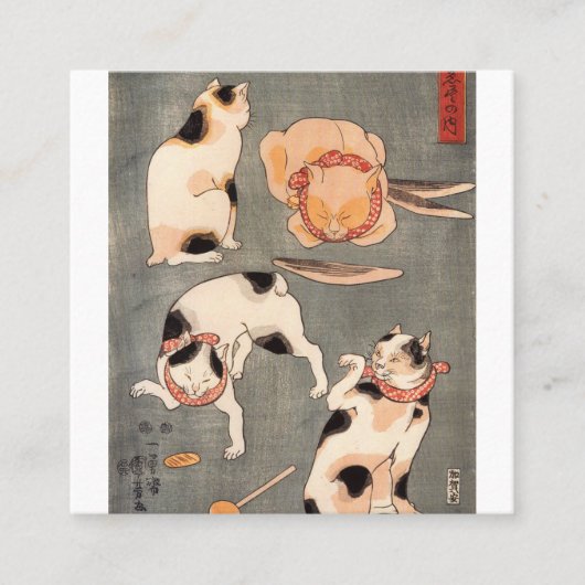Katzen Utagawa Kuniyoshi Quadratische Visitenkarte (Vorderseite)