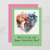 Katzen Valentinstag-Karte Feiertagskarte (Vorne/Hinten)