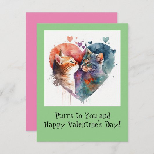 Katzen Valentinstag-Karte Feiertagskarte (Vorne/Hinten)