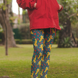 Katzen Valentinstag Orange, Rot und Blau Leggings