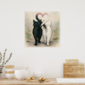 Katzen Valentinstag Urlaub Vintage Wasserfarbe Poster (Küche)