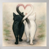 Katzen Valentinstag Urlaub Vintage Wasserfarbe Poster (Vorne)