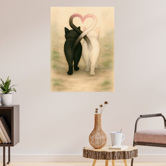 Katzen Valentinstag Urlaub Vintage Wasserfarbe Poster (Wohnzimmer 3)