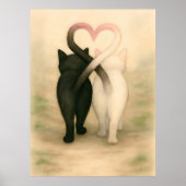 Katzen Valentinstag Urlaub Vintage Wasserfarbe Poster (Vorne)