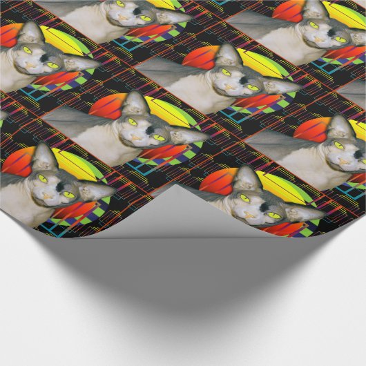 Katzen-Vampirs-Katze des Packpapier-| Sphynx Geschenkpapier (Ecke)