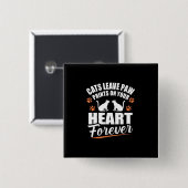 Katzen Verließ Paw Prints auf dem Herzen Button (Vorne & Hinten)