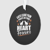 Katzen Verließ Paw Prints auf dem Herzen Ornament (Vorderseite)