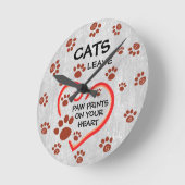 Katzen Verließ Paw Prints auf Ihrem Herz dekorativ Runde Wanduhr (Winkel)