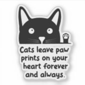 Katzen Verließ Paw Prints auf Ihrem Herzen Aufkleber (Vorderseite)
