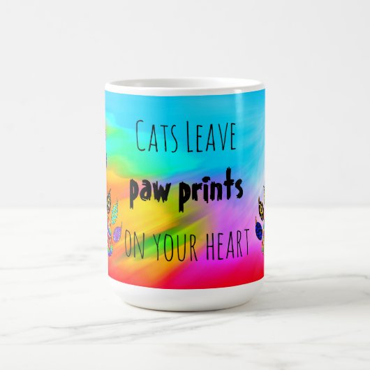 Katzen Verließ Paw Prints auf Ihrer Herz-Tasse Kaffeetasse (Mittel)